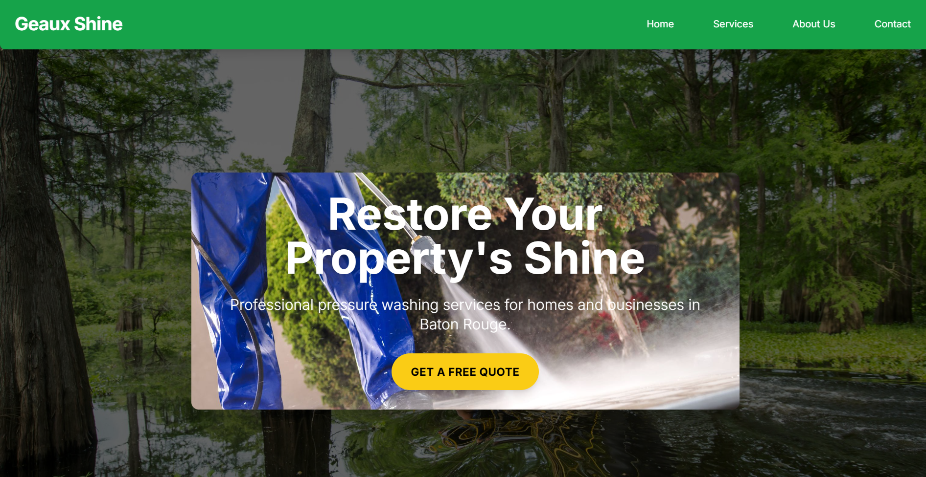 A website for Geaux Shine, a local business